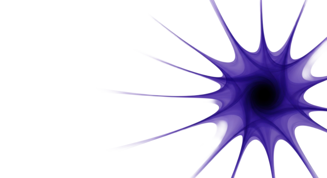 Deep indigo vortex with soft violet radial waves subtly unfolding on a transparent background, ample copy space. Serene abstract concept of contemplation and mystery