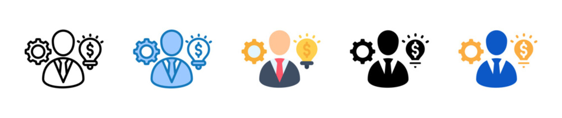 Entrepreneur multiple style icons set design vector illustration. 