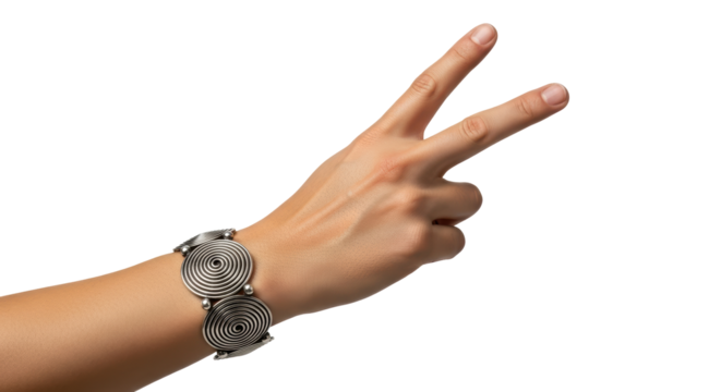 Isolated Hand with Peace Sign and Bracelet