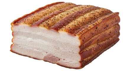 Isolated Smoked Pork Belly Slice