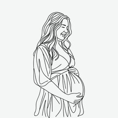 Pregnant woman line art.
