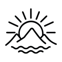 Mountains icon set high terrain vector symbol everest hill sign in black filled and outlined style