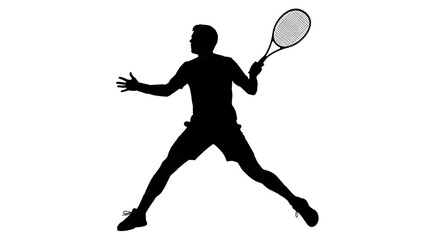 Isolated Tennis Player Silhouette