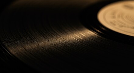 Close-up of vinyl record grooves