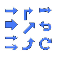 Various blue arrow icon with clean modern design. Suitable for user interface, infographic, and presentation.