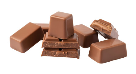 Isolated Chocolate Pieces and Curls