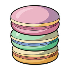 Colorful Pastel Macarons Vector Stack Illustration, Sweet French Dessert, Elegant Bakery Treat, Cute Confectionery Clipart Design Art
