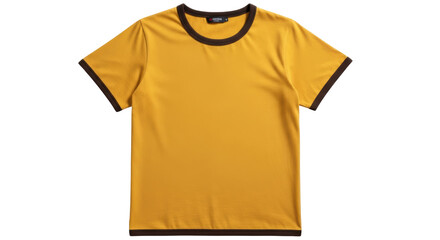 Isolated Yellow T-Shirt with Dark Brown Trim
