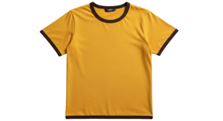Isolated Yellow T-Shirt with Dark Brown Trim
