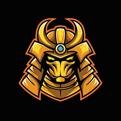 golden samurai mask vector illustration mascot