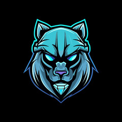 epic wolf head vector glowing vector gaming logo mascot e-sport