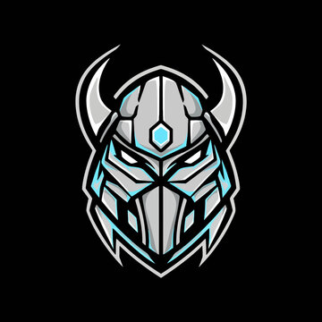 black and white tattoo samurai macot logo illustrations