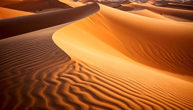 Golden desert dunes in the sunrise