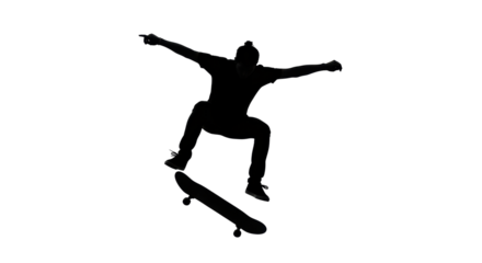 Isolated Skateboarder Silhouette