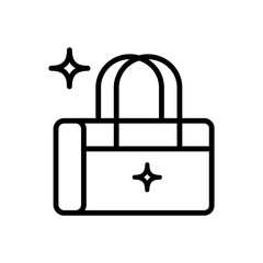 Sports bag outline icon. Duffel handbag. Contour symbol. Vector isolated simple illustration.