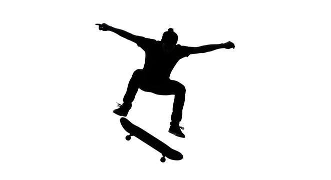 Isolated Skateboarder Silhouette