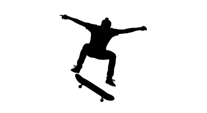 Isolated Skateboarder Silhouette