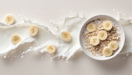 Obraz premium Oatmeal breakfast splash