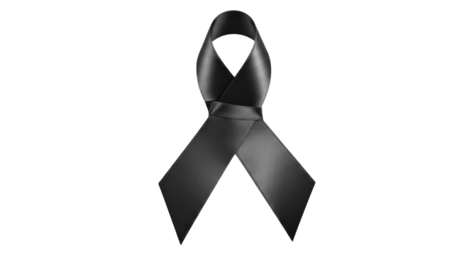 Isolated Black Mourning Ribbon