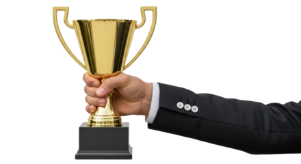 Isolated Hand Holding Trophy