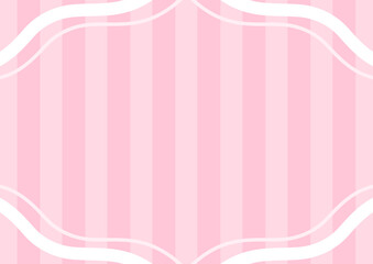 背景　ストライプに波線の枠　ピンク