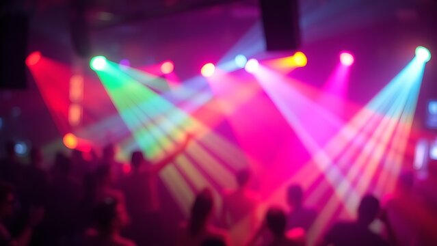 Vibrant nightclub scene with dynamic lighting and energetic atmosphere, capturing modern nightlife.