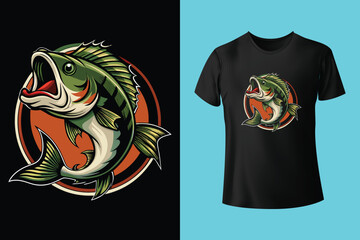 Big bass fish for stylish t shirt design illustration vector