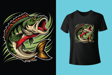Big bass fish for stylish t shirt design illustration vector