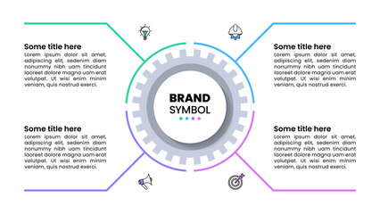 Infographic template. Gear with 4 steps and icons