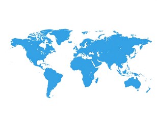 Simple world map in shades of blue