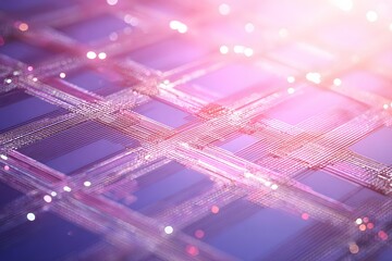 Radiant violet grid lines with slow glow pulses, futuristic tone, right third for text