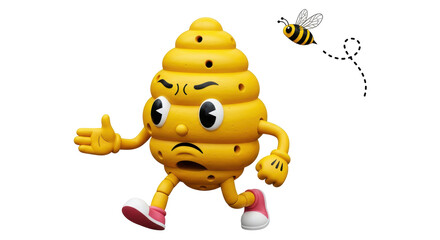 Isolated Running Beehive Cartoon