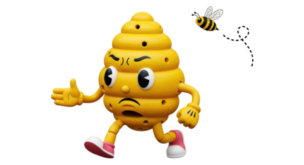 Isolated Running Beehive Cartoon