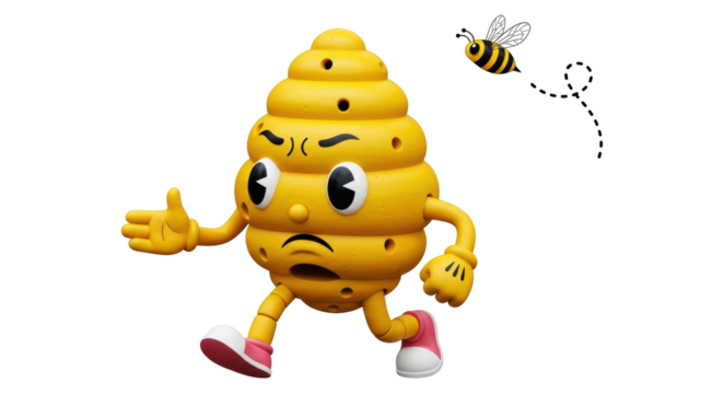 Isolated Running Beehive Cartoon