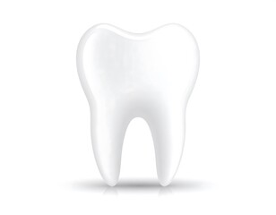 White tooth graphic on white background