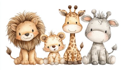 Cute cartoon safari animals