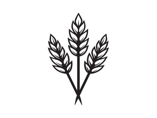 Organic Wheat Icon with Stylish Minimal Line Vector Artwork