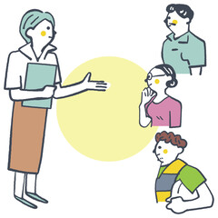 国際的な交流の中で課題を解決する人々　セットのストックイラスト素材
