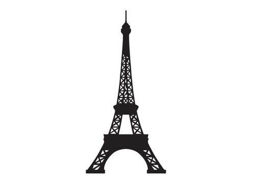 eiffel tower logo silhouette vector, eiffel tower silhouette logo design, eiffel tower in france silhouette vector, popular structure eiffel tower paris logo silhouettes vector on a white background
