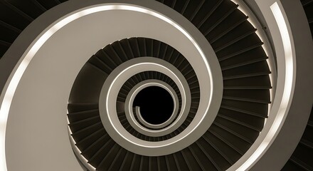 Captivating Spiral Staircase with Modern Lighting and Architectural Design Perfect for Interiors and Abstract Concepts