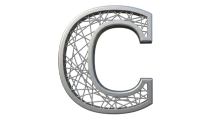 Isolated Letter C: Metallic 3d letter C