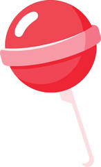 Sweet red swirl lollipop candy on stick fun treat isolated graphic vector