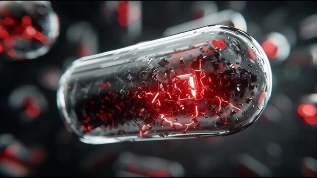 Futuristic capsule with shattered interior