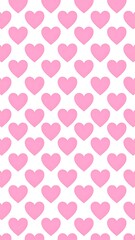 Pink hearts repeating pattern on white background
