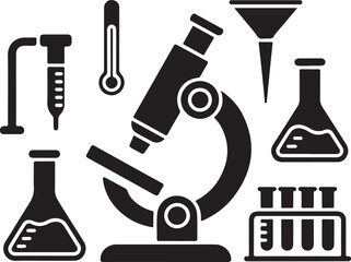 Obraz premium Laboratory Equipment Solid Icons Set