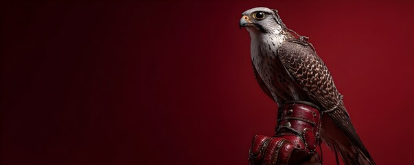 Falcon on Perch, a sharp shinned hawk resting on a weathered wooden perch, feathers detailed and eyes alert