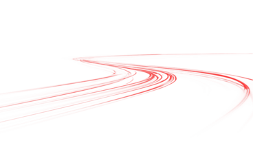 Abstract red line laser beam with streak motion, glowing vector curve, bright light trail and luminous ray stripes, speed effect blur png in dynamic design.