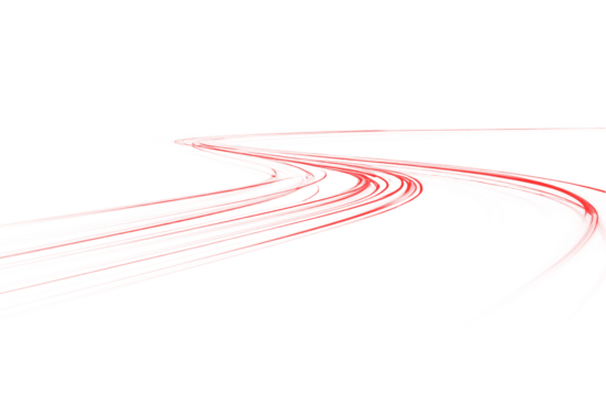 Abstract red line laser beam with streak motion, glowing vector curve, bright light trail and luminous ray stripes, speed effect blur  png in dynamic design.