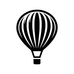  hot air balloon black vector icon with transparent background 