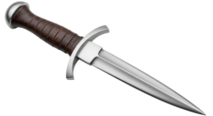 Isolated Medieval Dagger with Leather Handle